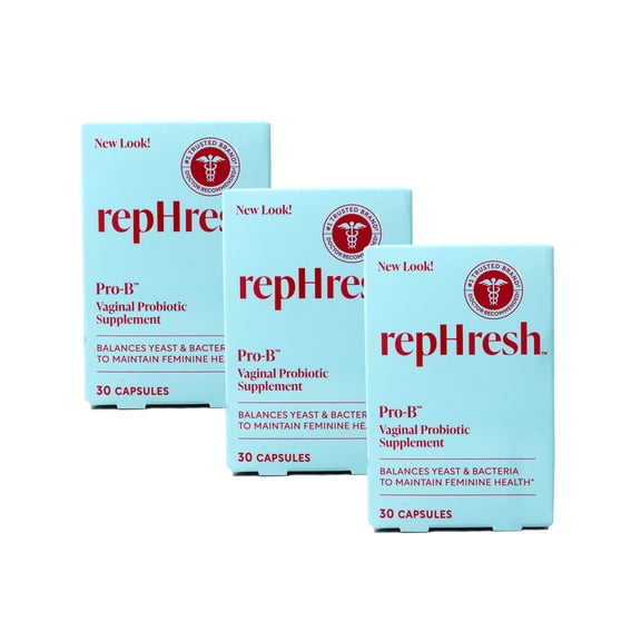 RepHresh Pro-B Probiotic Feminine Health Balance Bacteria, 30 ct, - 3 Pack