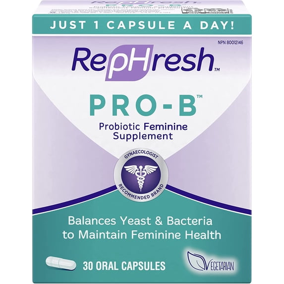 RepHresh Pro-B Probiotic Feminine Supplement 30 Capsules Pack of 3