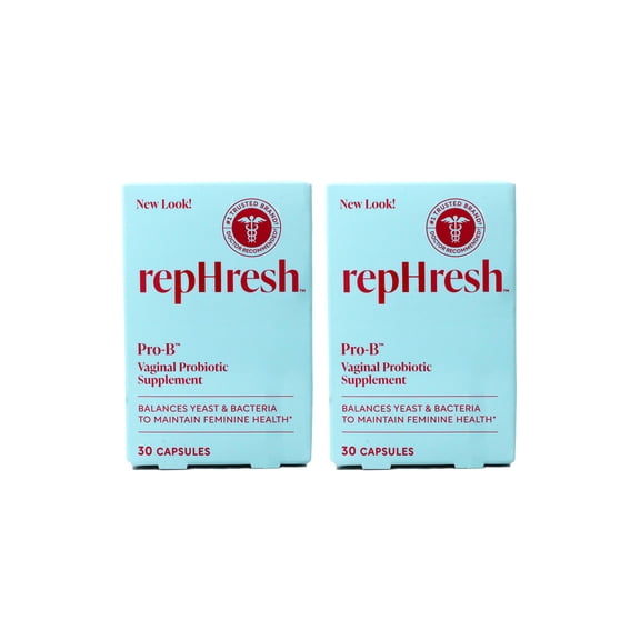 RepHresh Pro-B Vaginal Probiotic Supplement, Clinically Shown to Balance Yeast and Bacteria, 30 Capsules (Pack of 2)