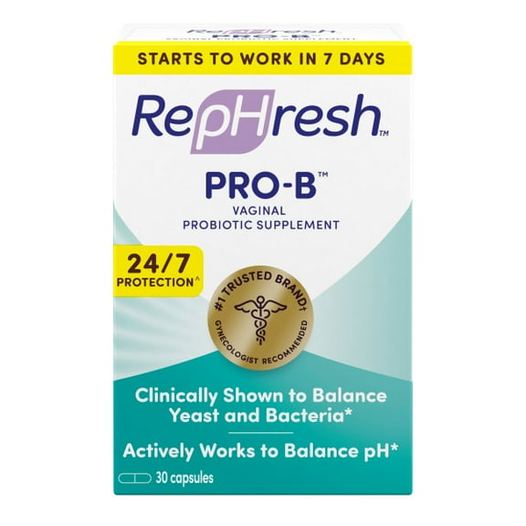 RepHresh Pro-B Vaginal Probiotic Supplement, Clinically Shown to Balance Yeast and Bacteria, 30 Capsules (Pack of 2)