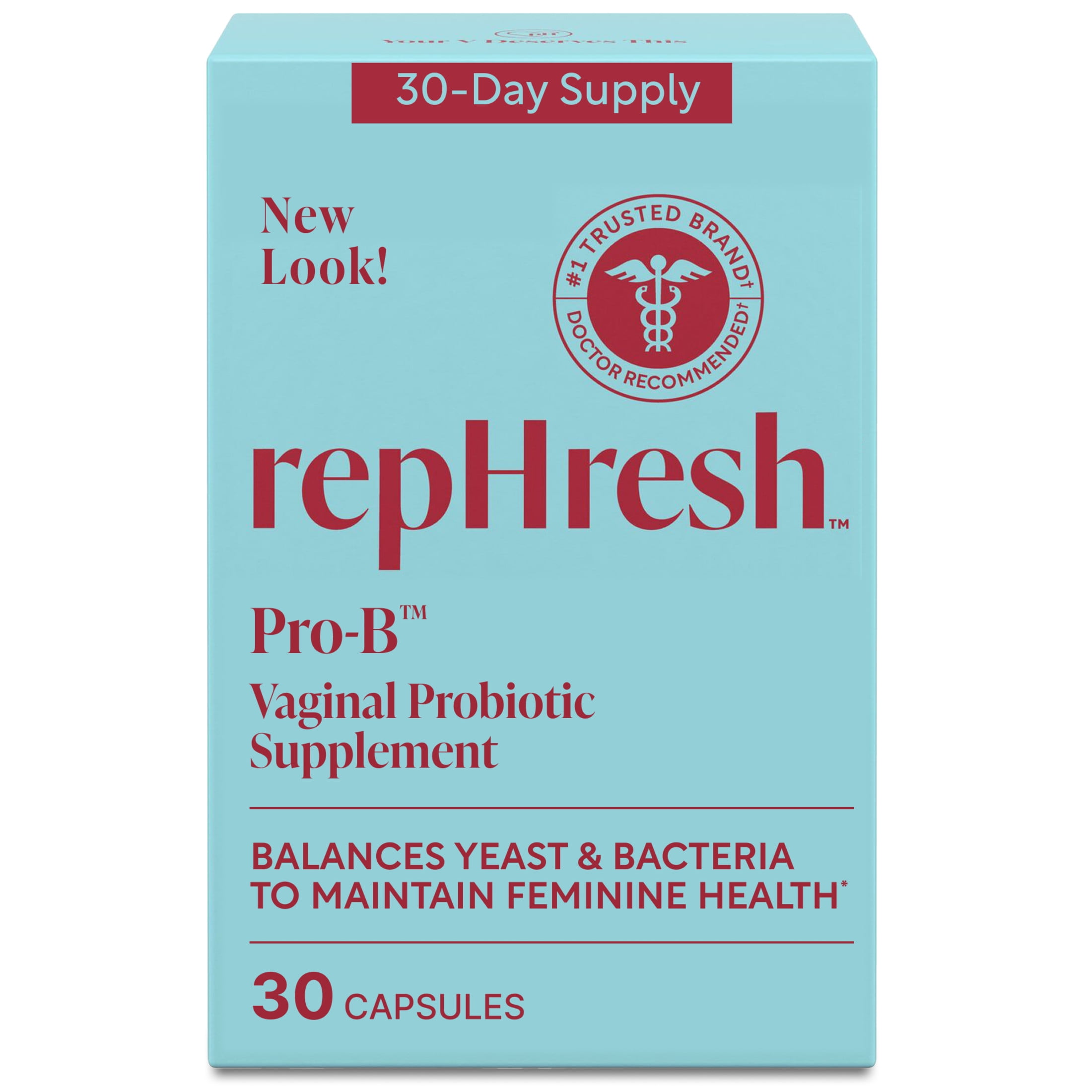repHresh Pro-B Vaginal Probiotic Supplement for Women, Clinically Tested, 30 Capsules
