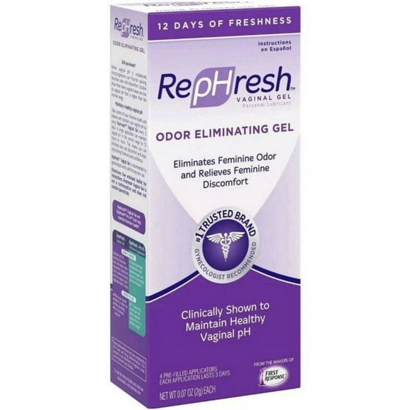 RepHresh Vaginal Eliminates Feminine Odor Lubricant Relief Gel, 4ct, 8-Pack