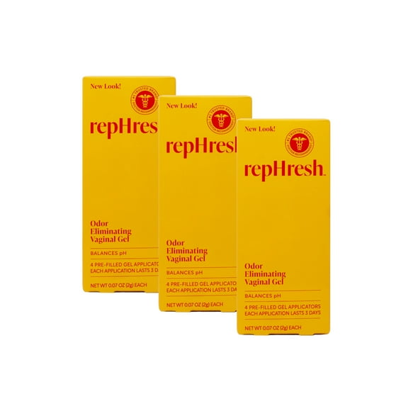 RepHresh Odor Eliminating Vaginal Gel - 4 Count (0.07oz Each) (Pack of 3)