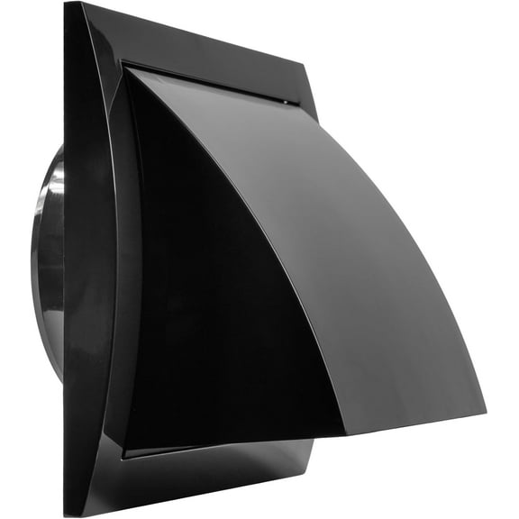Repa Market 4” Inch Black Plastic Exhaust Hood with Rain Cover – Outdoor Dryer Vent Cover