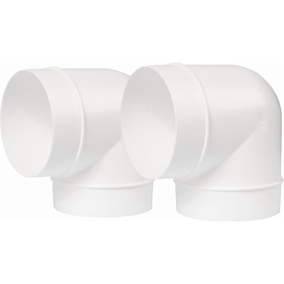Repa Market 4” Inch Pack of 2 Plastic 90 Degree Elbow - White Round Ducting Pipe Connector