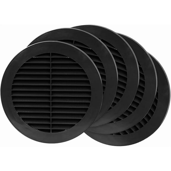 Repa Market 5 Pack 6” Inch Black Plastic Air Vent Cover with Mounting Neck and Mesh Screen