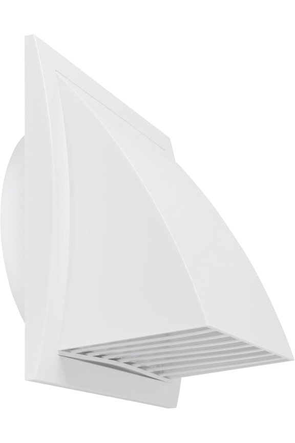6” Inch White Plastic Exhaust Hood with Rain Cover – Outdoor Dryer Vent Cover