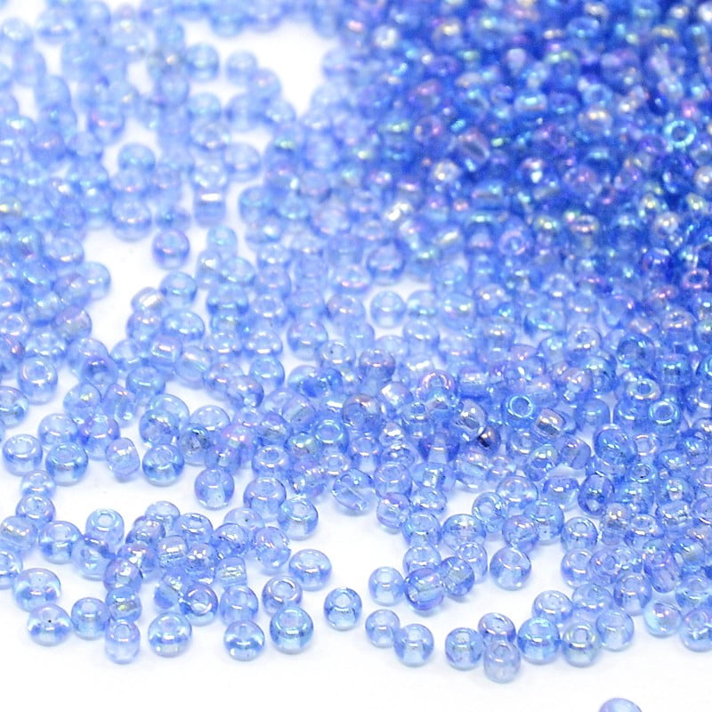 (Repacking Service Available) Round Glass Seed Beads Transparent Colours Rainbow Round Cornflower Blue 12/0 2mm about 12g/bag