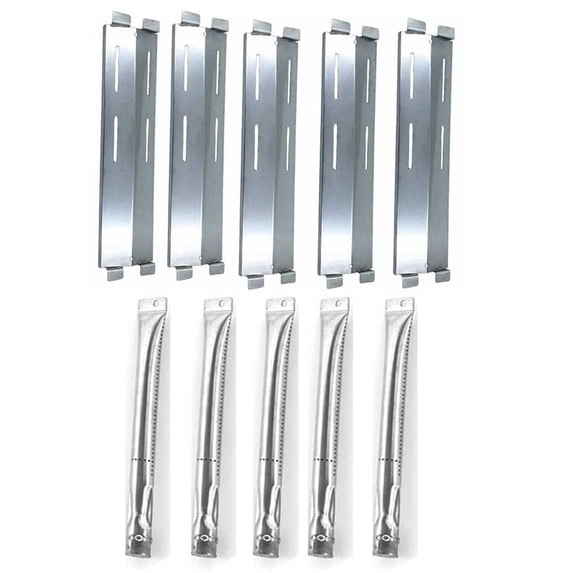 Stainless Steel Grill Repair Kit: 5 Burners & 5 Heat Plates for SS525-B, SS64, SS72, M3206ALP, SK472B, and More