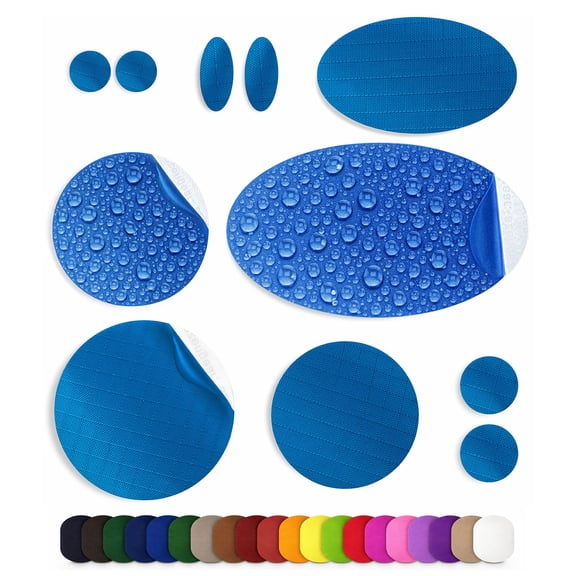 Repair Patches for Jackets, Tent, Shoe, Air Mattress, PVC Gear - Waterproof, Self-Adhesive, Tear-Cold-Heat-Resistant, Down Puffer Coat (11 Pieces, Blue)