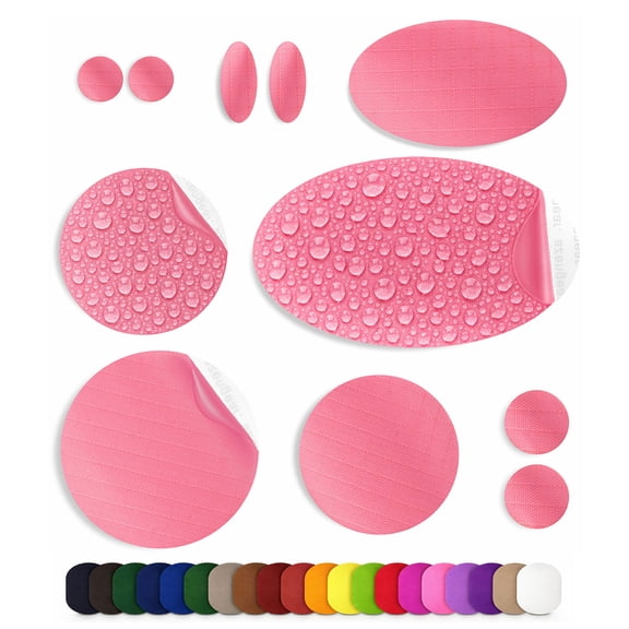Repair Patches for Jackets, Tent, Shoe, Air Mattress, PVC Gear - Waterproof, Self-Adhesive, Tear-Cold-Heat-Resistant, Down Puffer Coat (11 Pieces, Pink)