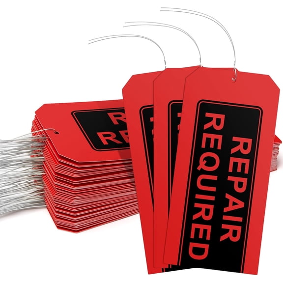 Repair Required Tags with Wires Attached (Pack of 100),Maintenance Repair Label Tags with Wire