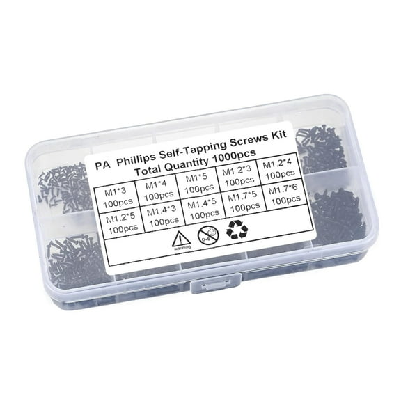 Repair Screw Assortment 1000pcs Tapping Screws Easy to Use Screw Assortment Suitable for Glasses & Electronics