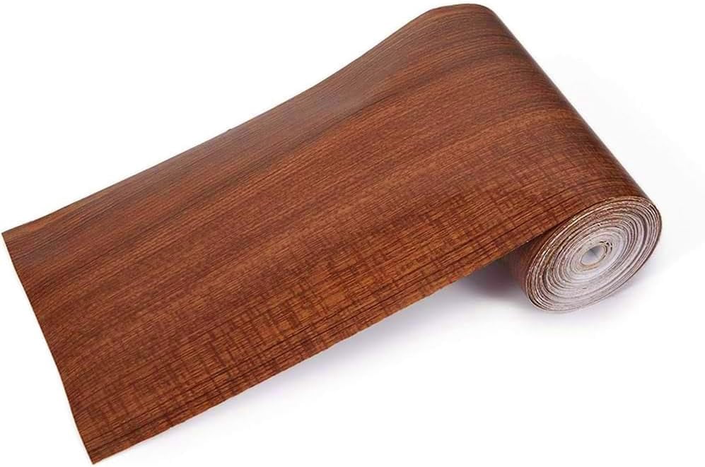 Repair Tape Patch 4 inch x 11 yds Wood Textured Adhesive Contact Paper(Mahogany) for Door Floor Table and Chair Shelf Liner Dresser Drawer Locker