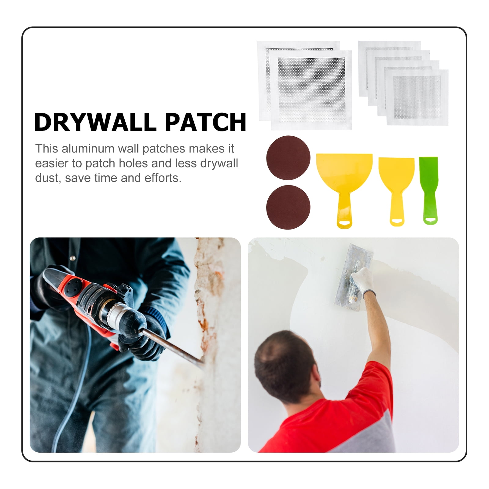 Repair Wall Drywall Patch Kit Mesh Hole Adhesive Large Agent Mending