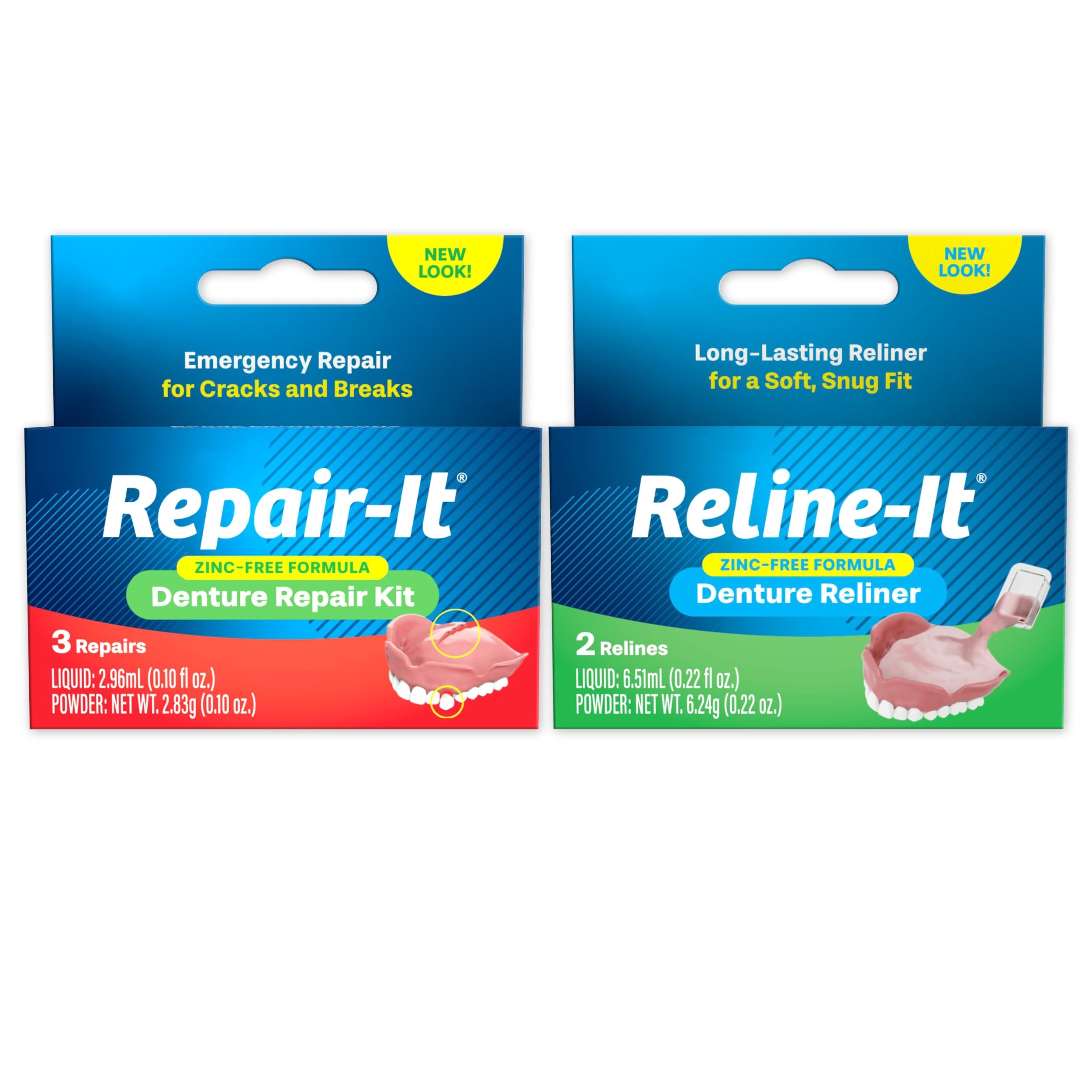 Repairit Denture Repair Kit & Relineit Denture Reliner Denture Kit