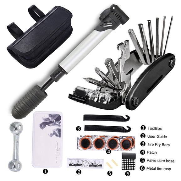 Repairing Kit,Kit 16 In Bike Tyre Tool Patch Wrench Portable With Pump Tool Kit With Pump 16 In 1 In 1 Tool With Tire Patch Tire Patch Wrench Tool Kit Siuke Qahm Qisuo Huiop Fesjoy