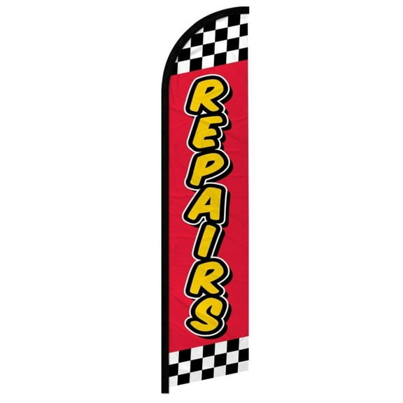 Repairs (Red Checkered) Windless Banner Flag