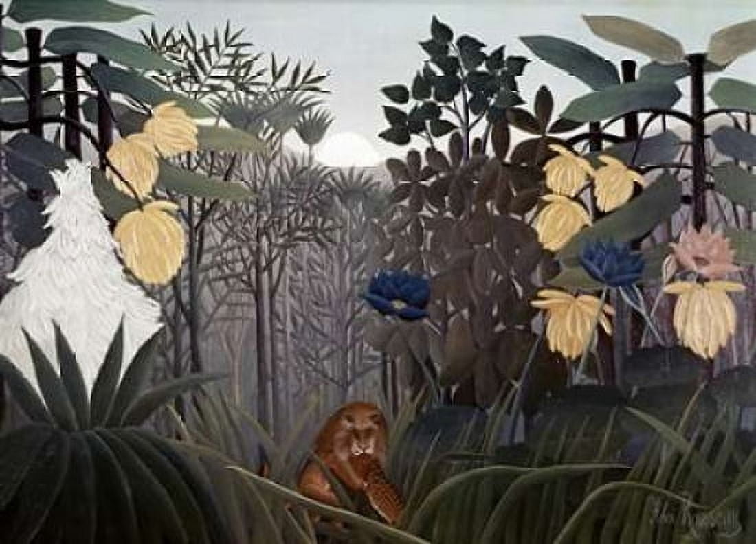 Repast of The Lion Canvas Art - Henri Rousseau (20 x 28)