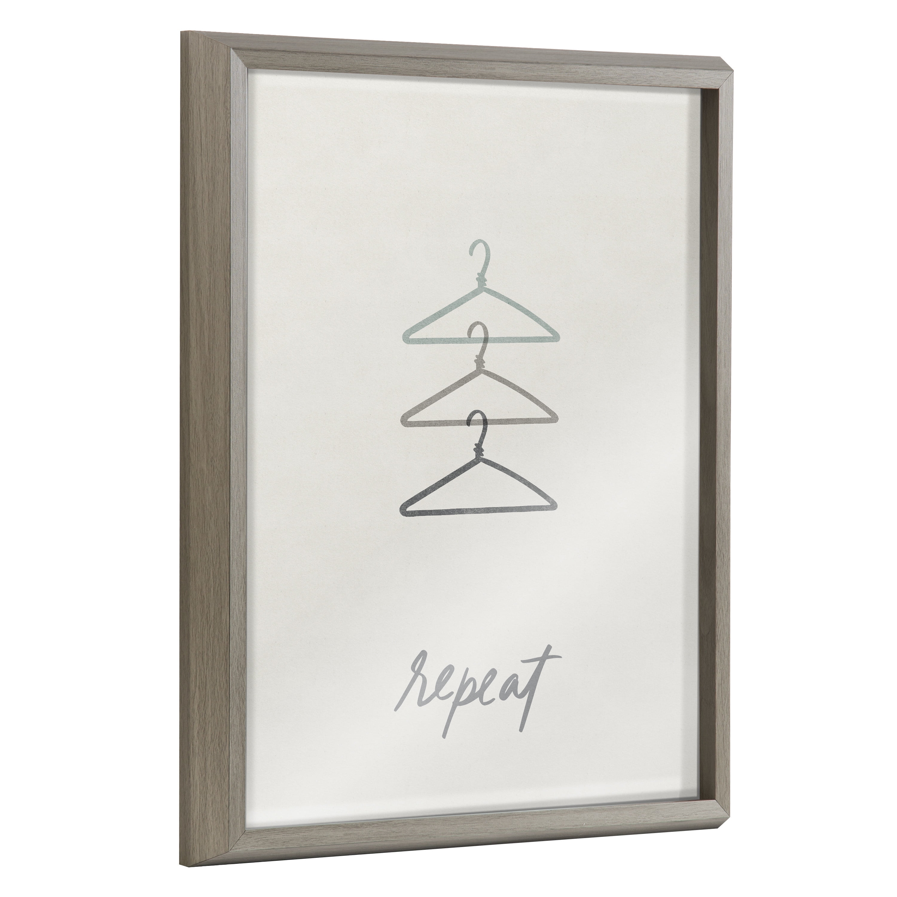 Kate and Laurel Blake Repeat Framed Printed Glass Wall Art by Elizabeth Silver, 16x20 Gray, Decorative Whimsical Laundry Themed Art Print for Wall