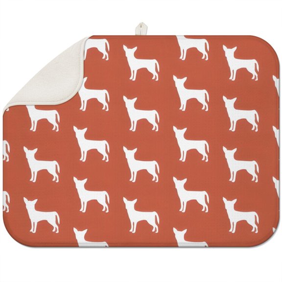 Repeat Chihuahua Dish Drying Mat for Kitchen 1 Pack, Ultra Absorbent Microfiber Dishes Drainer Mats,18"x24"