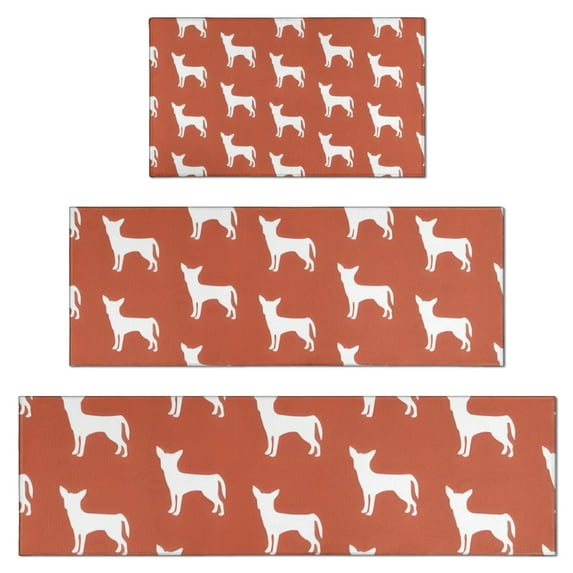 Repeat Chihuahua Kitchen Rugs Sets Of 3,Kitchen Runner Rugs Non Skid Washable,Decorative Kitchen Floor Mats for Kitchen,Sink,Laundry,17"x30"+ 17"x47" + 17"x59"