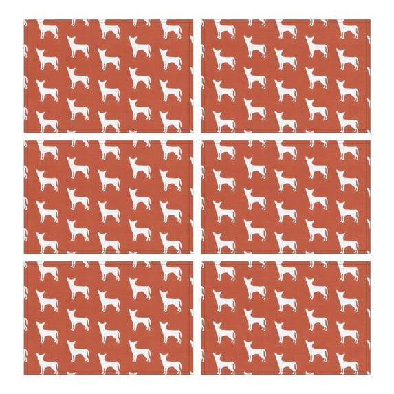 Repeat Chihuahua Summer Placemats Table Placemats Set Of 6-Linen Kitchen Washable Placemats Table Mats 11.8"x17.7"Non-Slip Heat Resistant