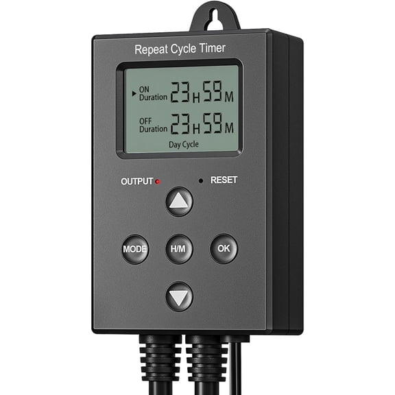Repeat Cycle Digital Timer, Interval Timer Outlet, Infinite/Day/Night Cycles, Photocell Light Sensor for Hydroponics Aquaponics Aeroponics, Pump, Fan, Water Heater, Indoor Use,1625W/125V/13A