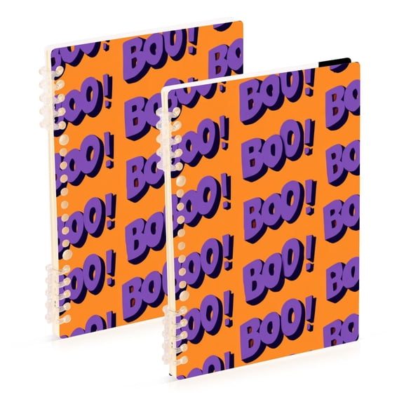 Repeating Boo Sign Halloween Notebook Detachable Coil Notebook Diary Plan Book A5 Size 60 Pages 1 Pack
