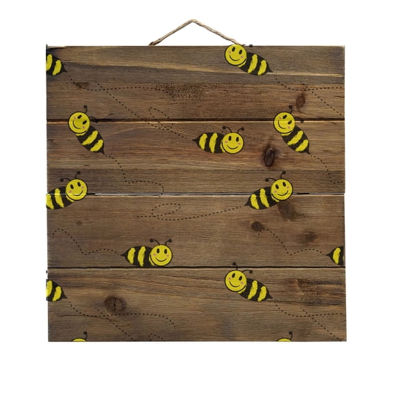 Repeating Bumble bees - Decorative REAL WOOD Wall Art - Faux Pallet Look