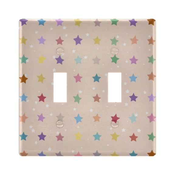Repeating Colorful Stars Light Switch Cover Electrical Outlet Cover Replaceable Wall Plates 2-Gang
