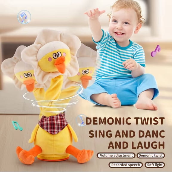 Repeating Dancing Plush Toy, Interactive Talking Swing Animal Doll with Music, Soft Light & Volume Control for Toddlers