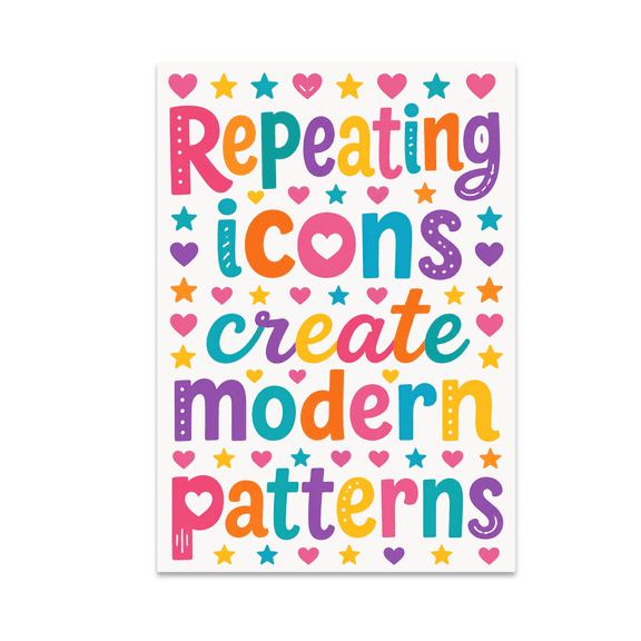 Repeating Icons Create Modern Patterns - Home Decor Enthusiast - 13x19 Poster Print