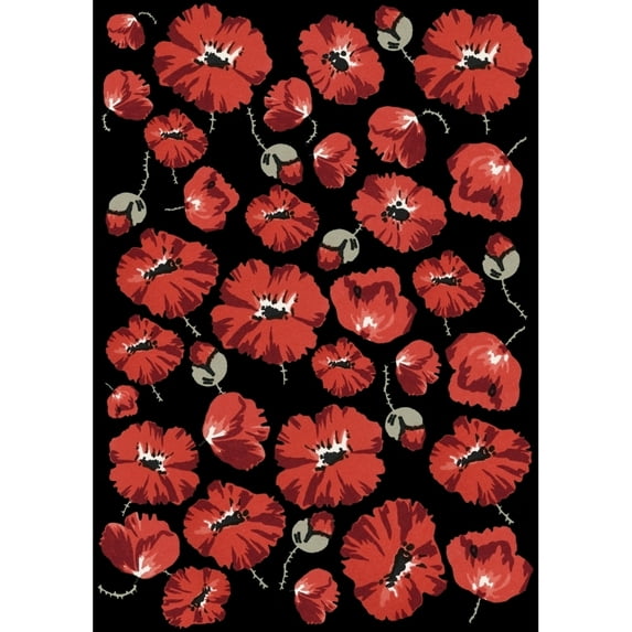 Repeating Pattern - Poppies - Black Background Poster Print By ® Mary Evans Picture Library (18 X 24)