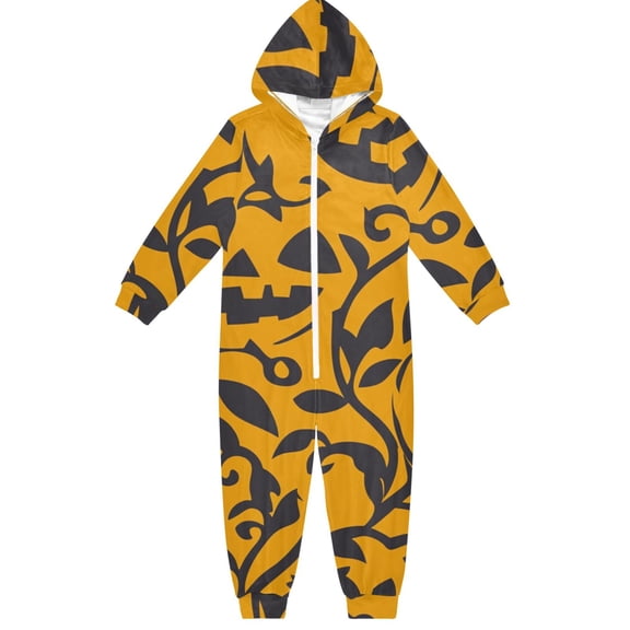 Repeating Pattern Pumpkin One Piece Pajamas Soft Jumpsuit Cozy Sleep and Play Romper Zipper and Pockets 4T