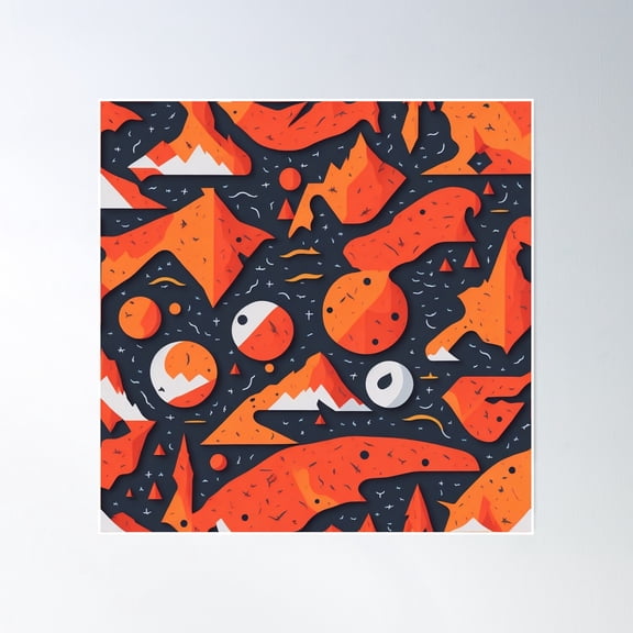 Repeating Peaks Illustrated Patterns Inspired By Mountain Scenery Poster Wall Art, Modern Wall Decor, 24x24 UNFRAMED