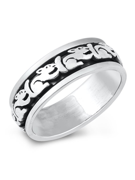 Repeating Squirrel Animal Ring .925 Sterling Silver Band Jewelry Female Male Unisex Size 7