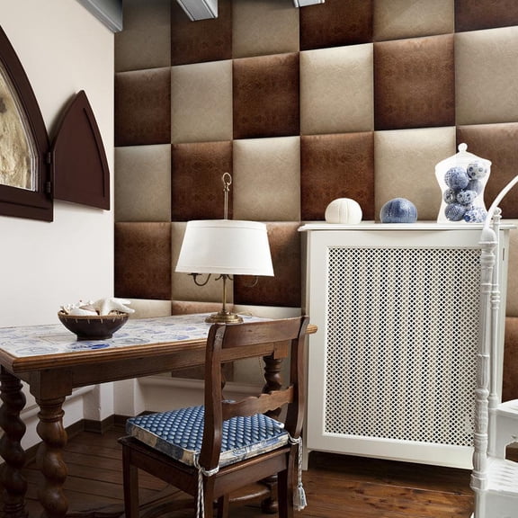 Repeating Wallpaper Roll - Chocolate Chessboard - 32.8'L x 19.7"W