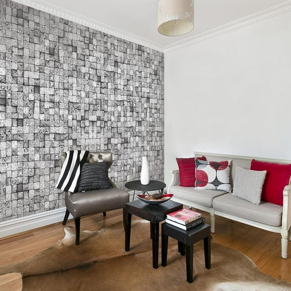 Repeating Wallpaper Roll - Gray Background - 32.8'L x 19.7"W