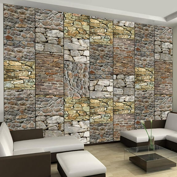 Repeating Wallpaper Roll - Puzzle With Stones - 32.8'L x 19.7"W
