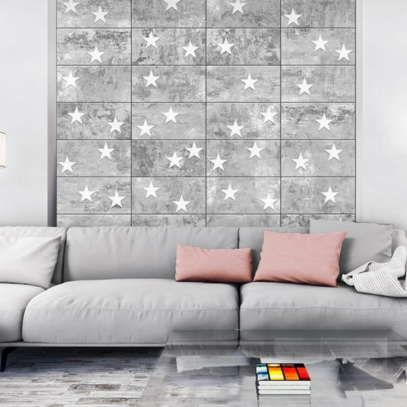 Repeating Wallpaper Roll - Stars On Concrete - 32.8'L x 19.7"W