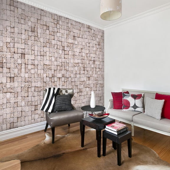 Repeating Wallpaper Roll - Stone Background: Mosaic - 32.8'L x 19.7"W