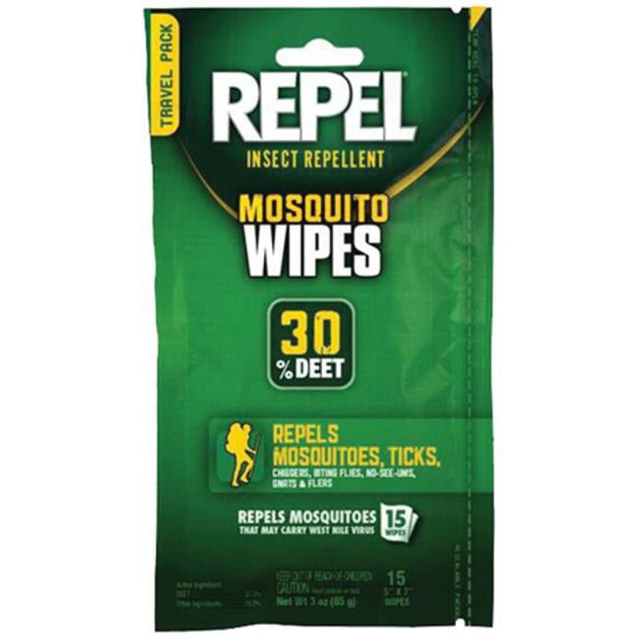 Repel 123724 Repel Mosquito Wipes with 30 percent Deet