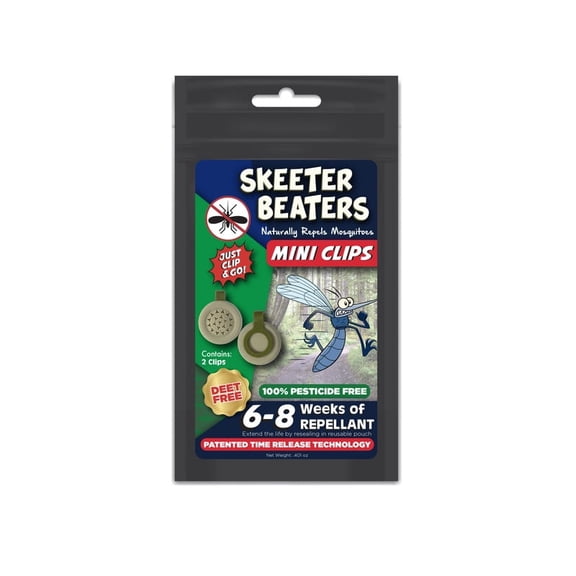 Repel 360 Skeeter Beaters Mosquito & Bug Wearable Mini Clips | Personal Mosquito Device | DEET Free | Clip On Clothing, Hat, Belt, Shoes- Set of 10