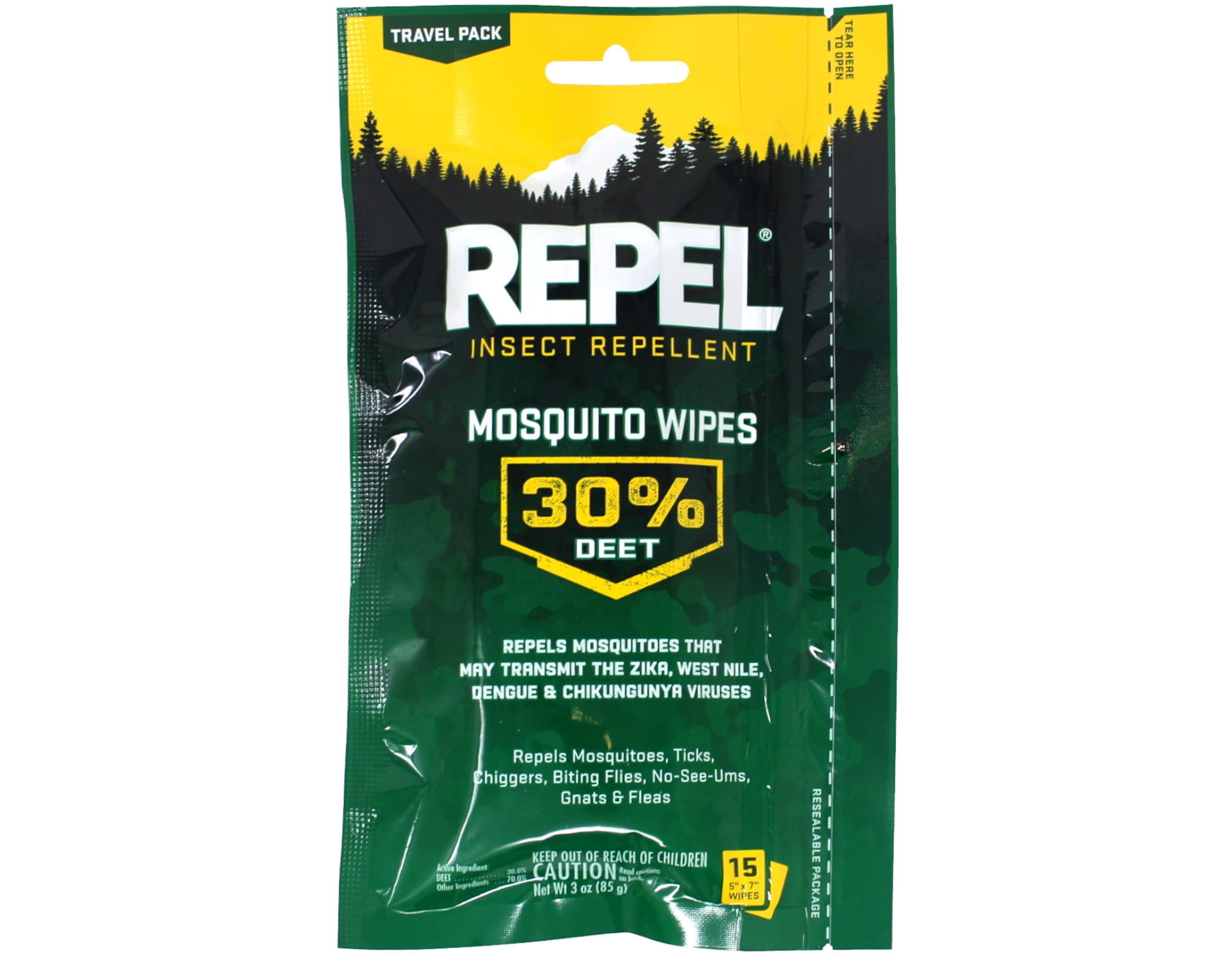 Repel Insect Repellent Mosquito Wipes, Repels Mosquitoes, Ticks, Gnats