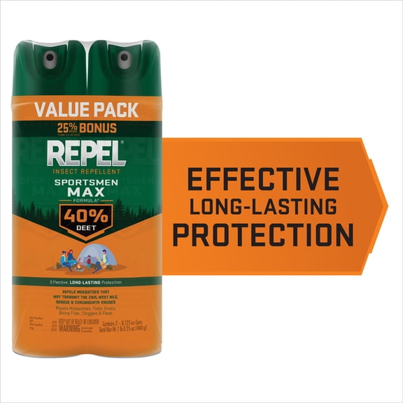 Repel Sportsmen Max Formula Insect and Mosquito Repellent, Bug Spray with 40% DEET, 2 Pack