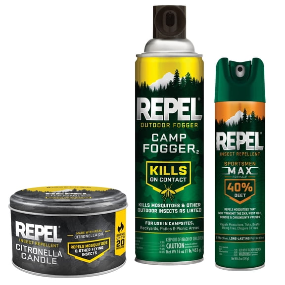 Repel Mosquito and Insect Repellent Spray and Candle, Value Pack (3 Piece)