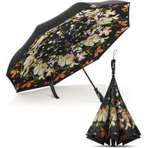 Repel Reverse Umbrella, Inverted Technology, Windproof Fiberglass Ribs, Teflon (Flower Bouquet)
