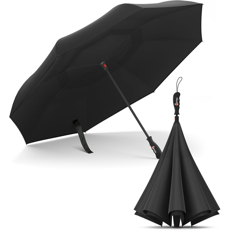 Repel Reverse Umbrella, Upside Down Inverted Wind Resistant, Teflon with  Fiberglass Ribs (Black) 