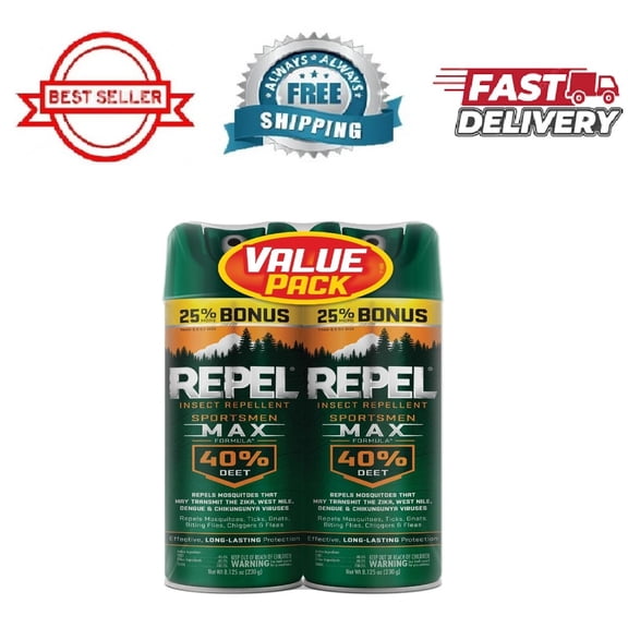 Repel Sportsmen Max Formula 40% DEET Insect Aerosol Repellent Value Pack (2 Cans) New